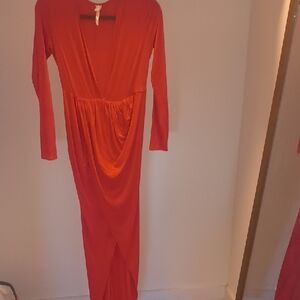 Elegant Red Long Sleeve Dress